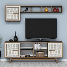 Hanah Home Mueble de TV Ayla - Nogal, Crema